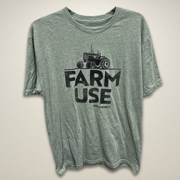 Farm to Market Tee Graphic Tractor "Farm Use" Relaxed Soft Cotton Blend Green M - Picture 1 of 6